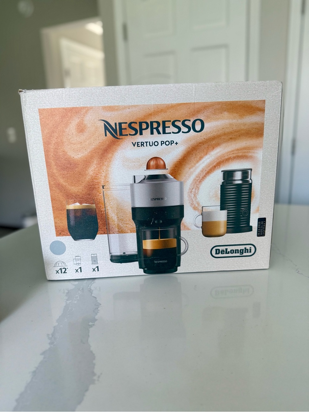 BRAND NEW! Nespresso Coffee Machine Box with Black and Silver Machine Image